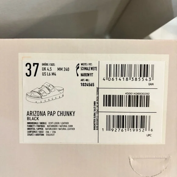 Black Leather Arizona Chunky Birkenstock Size 6 - Picture 8 of 9